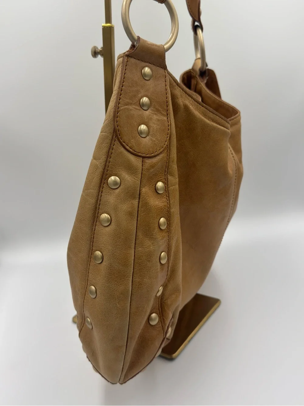 Charles David Tan Drawstring Hobo Shoulder Bag